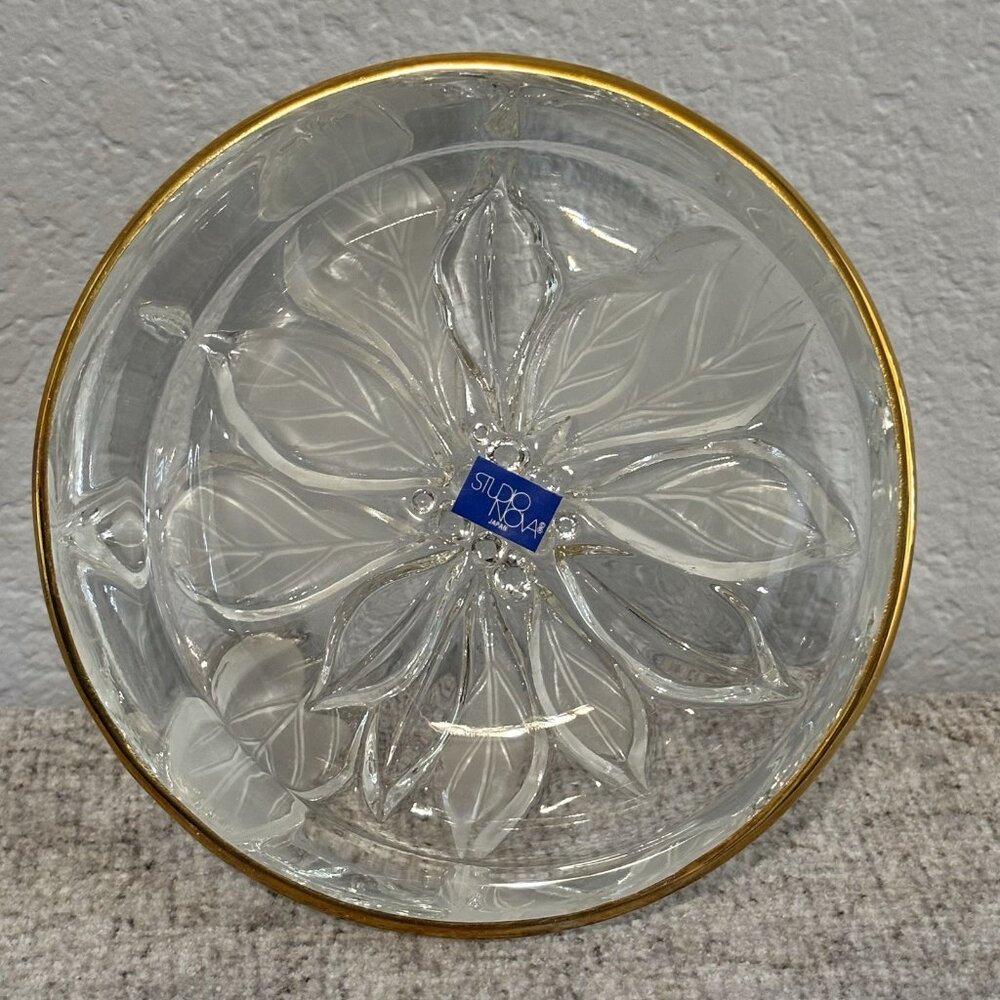 Studio Nova Crystal Candy Dish with Box Floral Design Christmas